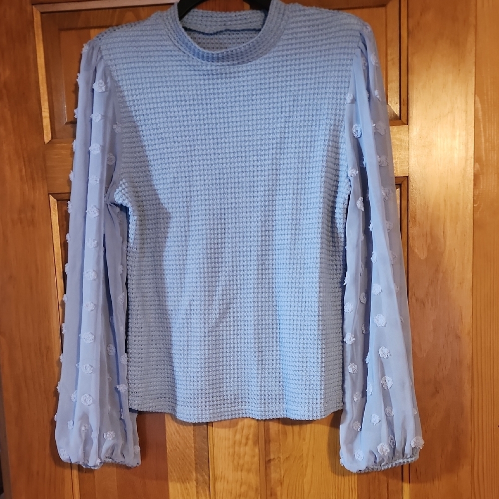 Women's Blue Textured Top